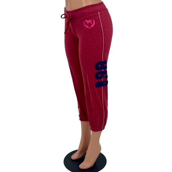 RARE Vtg VS PINK University Of Pink Cropped Logo Sweatpants | Y2K Athleisure XS - Picture 13 of 16